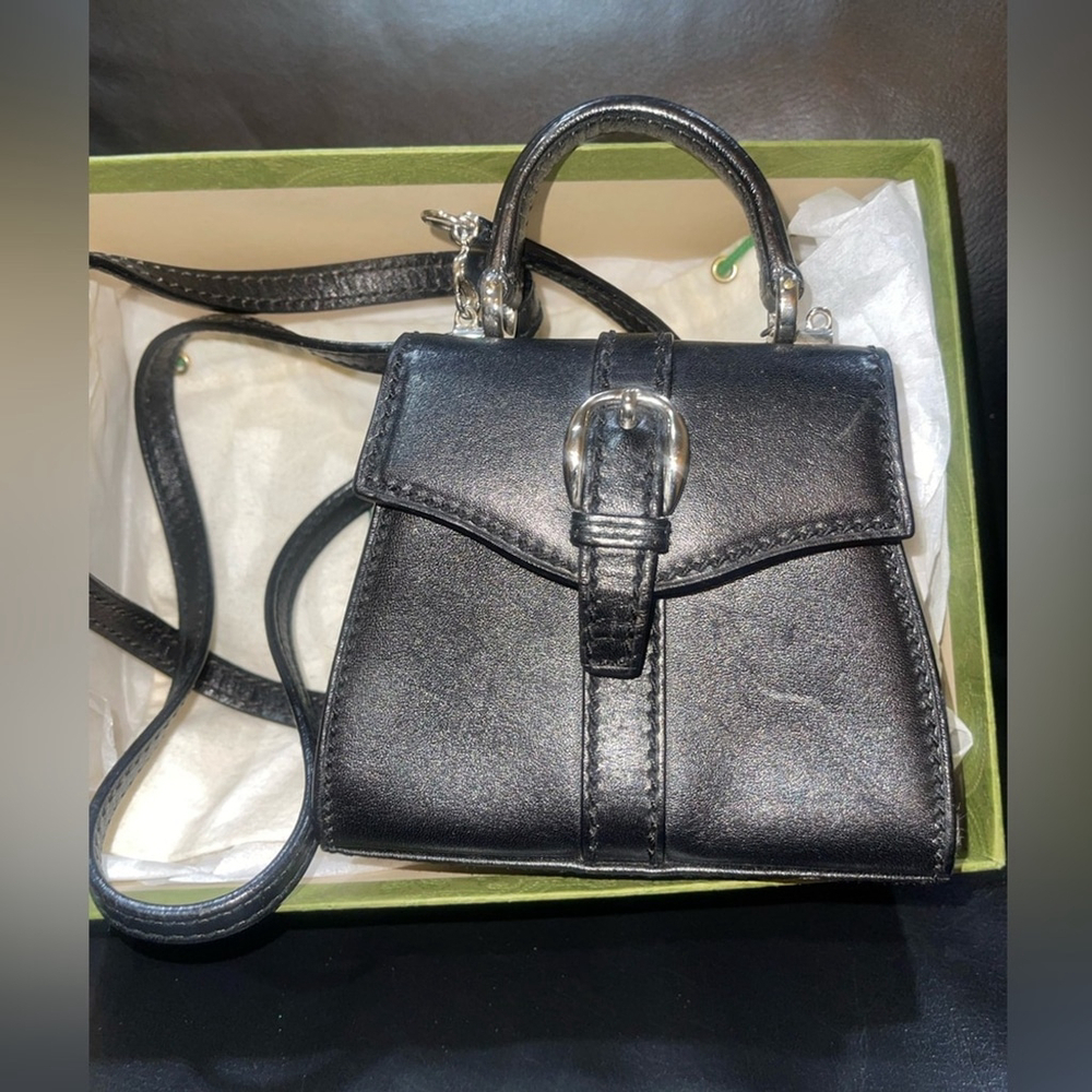 Gucci Vintage Leather Mini Shoulder Bag early 1990’s in box, COA - Picture 2 of 9